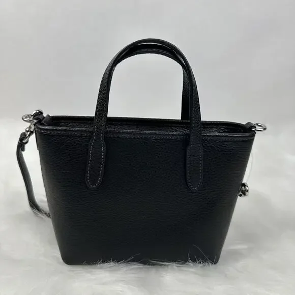 Coach City Mini Tote Bag Crossbody In Leather/Silver/Black CW031 NWT - Picture 4 of 8